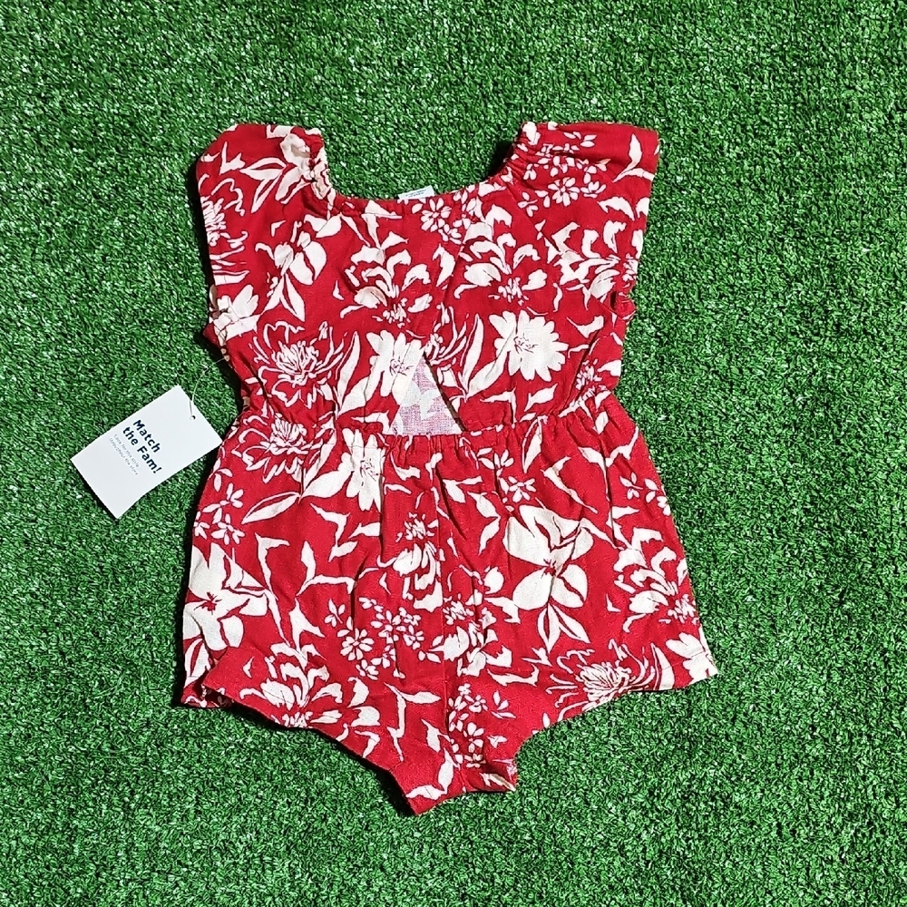Old Navy Red and White Floral Baby Romper - Picture 5 of 5